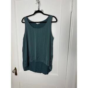 Loft Tank Top Women's L Deep Teal Green Blue Satin Flowy